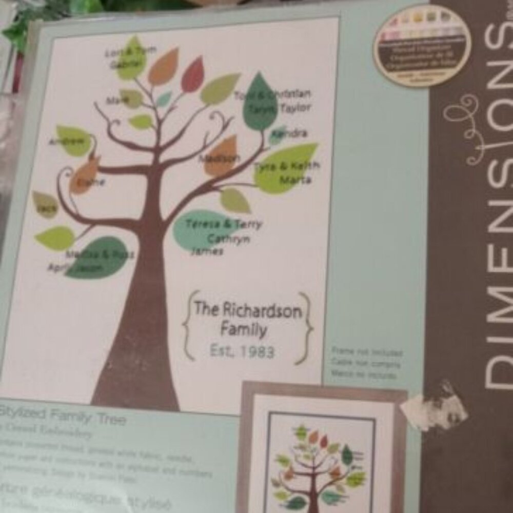 Stylized Family Tree Crewel Needle point Kit - Buy 3 get 1 Free kits